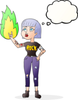 hand drawn thought bubble cartoon rock girl png