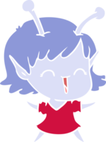 flat color style cartoon alien girl laughing png