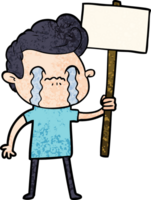 cartoon man crying holding sign png