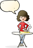 cartoon woman ironing with speech bubble png