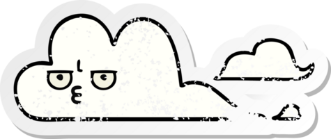 distressed sticker of a cute cartoon white cloud png