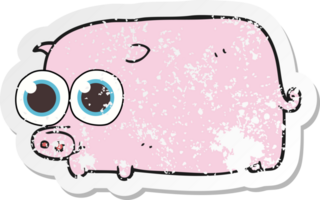 retro distressed sticker of a cartoon piglet with big pretty eyes png