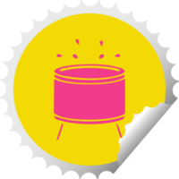 circular peeling sticker cartoon of a drum png