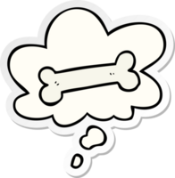 cartoon bone with thought bubble as a printed sticker png