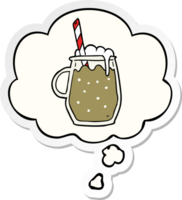 cartoon root beer with thought bubble as a printed sticker png