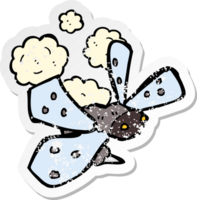 retro distressed sticker of a cartoon bug png