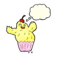 cartoon cupcake monster with thought bubble png