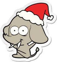 contento mano disegnato etichetta cartone animato di un' elefante indossare Santa cappello png