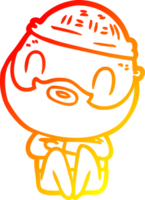 warm gradient line drawing of a cartoon bearded man png