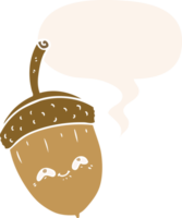 dessin animé gland avec discours bulle dans rétro style png