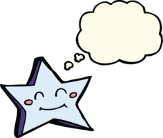 cartoon happy star character with thought bubble png