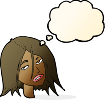 cartoon annoyed woman with thought bubble png