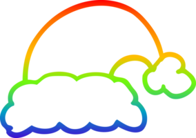 rainbow gradient line drawing of a cartoon christmas hat png