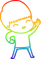 rainbow gradient line drawing of a happy cartoon boy png