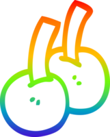 rainbow gradient line drawing of a cartoon cherries png
