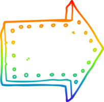 rainbow gradient line drawing of a cartoon pointing arrow png