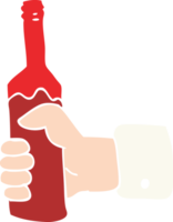 piatto colore illustrazione di mano Tenere bottiglia di vino png