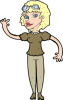 cartoon pilot woman waving png