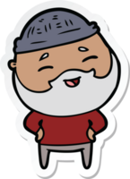 sticker of a cartoon happy bearded man png