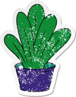 hand drawn distressed sticker cartoon doodle of a green indoor plant png