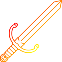 warm gradient line drawing of a cartoon sword png