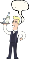 hand drawn speech bubble cartoon waiter png