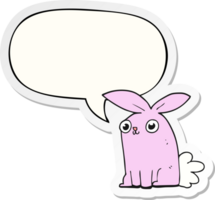 dessin animé lapin lapin avec discours bulle autocollant png