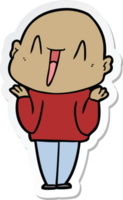 sticker of a happy cartoon bald man png