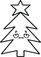 line drawing cartoon of a christmas tree png