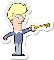 sticker of a cartoon man with key png