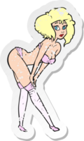 retro distressed sticker of a cartoon pin up girl png