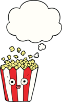 tekenfilm popcorn met gedachte bubbel png