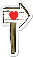 sticker of a cartoon love heart sign post png