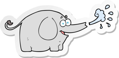 sticker of a cartoon elephant squirting water png