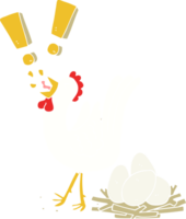 flat color style cartoon chicken laying egg png