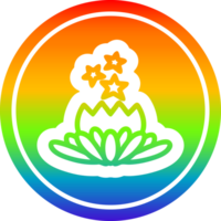 magical flower circular icon with rainbow gradient finish png