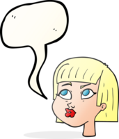 hand drawn speech bubble cartoon female face png