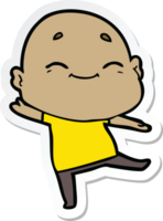 sticker of a cartoon happy bald man png