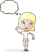 cartoon woman with idea with thought bubble png