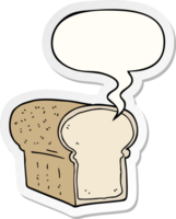 cartoon loaf of bread with speech bubble sticker png