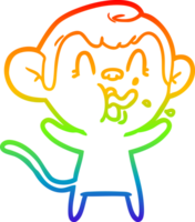 rainbow gradient line drawing of a crazy cartoon monkey png