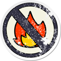 distressed sticker of a cute cartoon no fire sign png