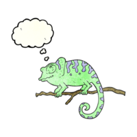 hand drawn thought bubble textured cartoon chameleon png