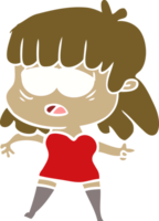 flat color style cartoon tired woman png