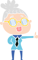 flat color style cartoon woman wearing spectacles png