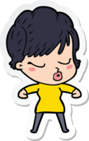 sticker of a cartoon woman with eyes shut png