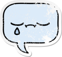 distressed sticker of a cute cartoon speech bubble png