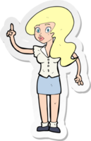 sticker of a cartoon pretty woman with idea png