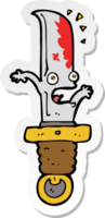 pegatina de un cuchillo asustado de dibujos animados png