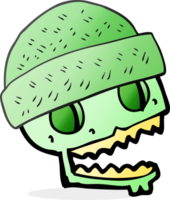 hand drawn cartoon skull wearing hat png